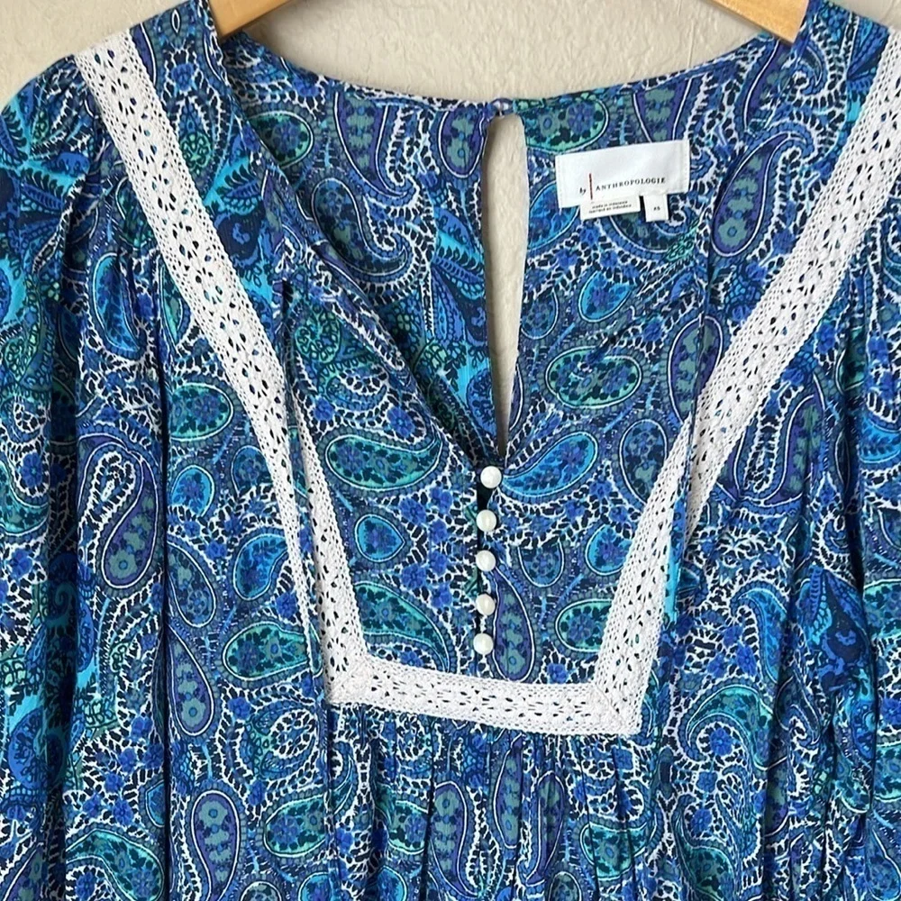 Anthropologie lissa blue paisley romper